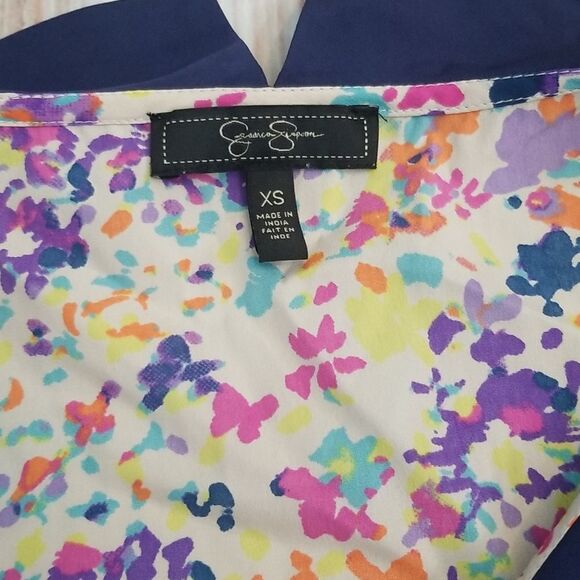 JESSICA Simpson watercolor peplum top sz xs - Picture 3 of 8